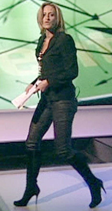 Emily Maitlis Strut Across Studio In Tight Leather Trousers And