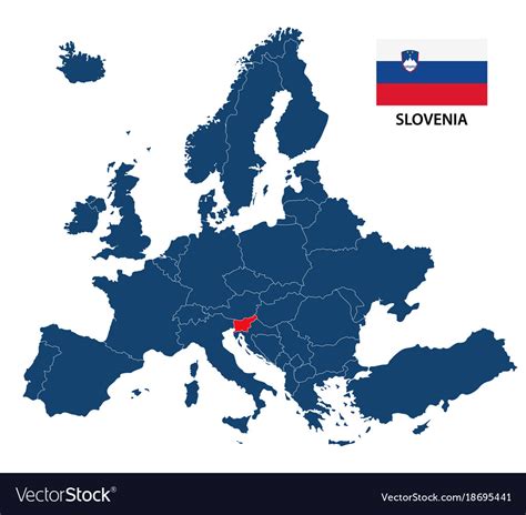 Map europe with highlighted slovenia Royalty Free Vector