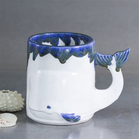 Whale Mug Handmade Ceramic Coffee Mug Nautical Beach Decor Etsy