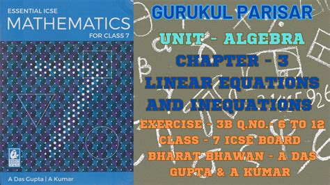 Linear Equations And Inequations Ex B Q No To Bharati Bhawan