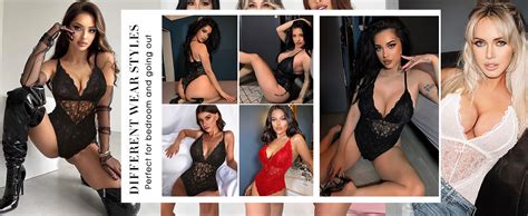 Avidlove Women Snap Crotch Lingerie Sexy Lace Bodysuit Deep V Teddy One Piece Lace Babydoll At