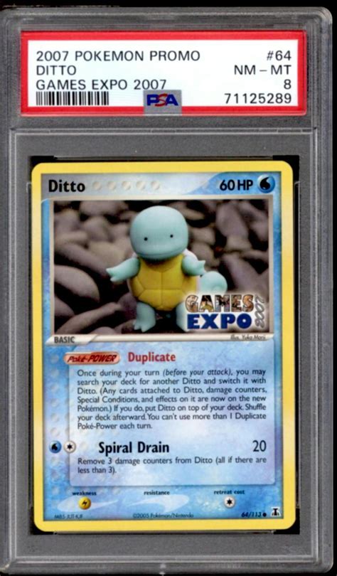 Pokemon Games Expo 2007 Promo Ditto Squirtle 64113 Psa 8 289 Da