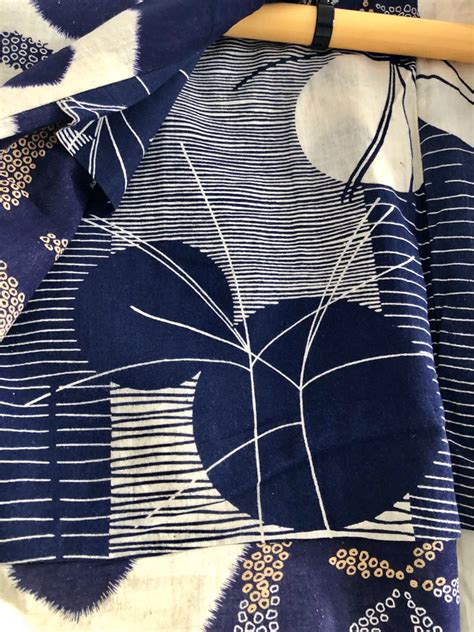 The Tale Of Genji Antique Hand Woven Indigo Cotton And Hemp Yukata Kimono