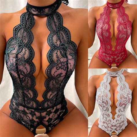 2022 Sexy Lingerie One Piece Bodysuit Women Push Up Bra Set Lace Bow