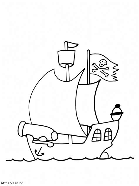 Pirate Ship Drawing Coloring Page