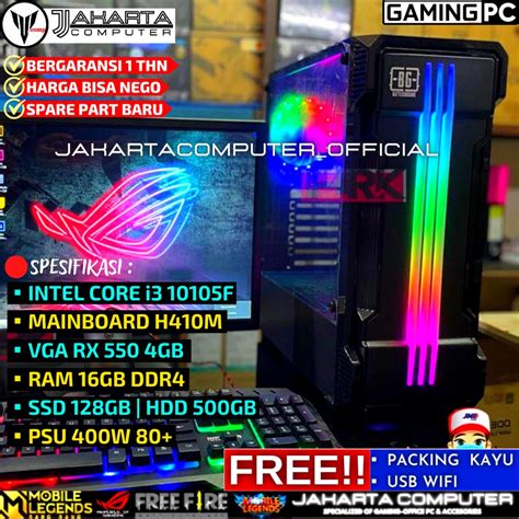 Jual Pc Gaming Fullset I3 10105F VGA Radeon RX 550 4GB RAM 16GB DDR4