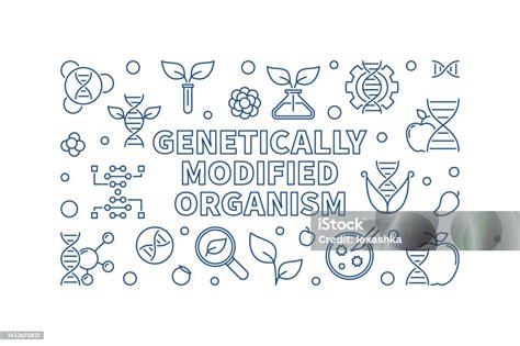 Genetically Modified Organism Vector Outline Illustration Stock ... 