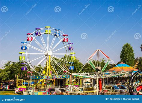 Amusement Rides At Local County Fair Stock Image Image Of Buildings