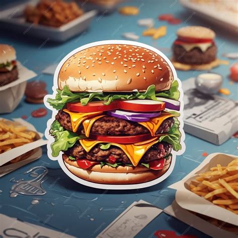 Premium AI Image | Vector burger stickers illustration