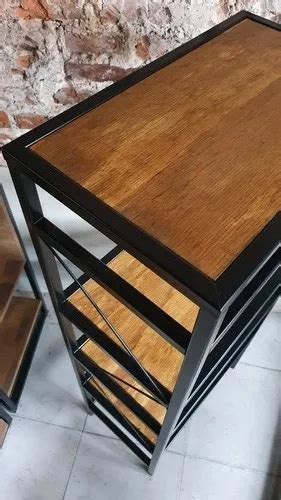 Mueble Biblioteca Estantes Repisa Industrial Madera A Medida En Venta