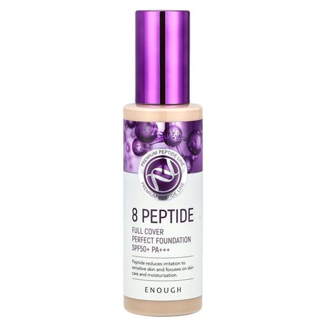 Enough 8 Peptide, Full Cover Perfect Foundation, SPF 50+ PA+++, #21, 3. ...