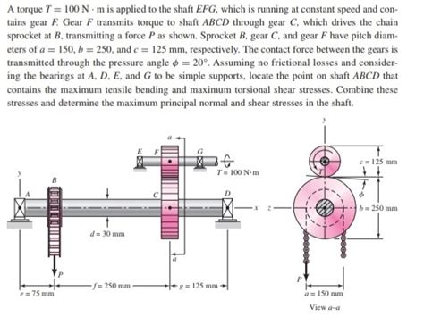 Solved A Torque T 100 N M Is Applied To The Shaft EFG Chegg