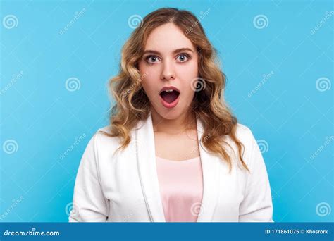 Wow Unbelievable Portrait Of Excited Woman Looking With Mouth Open In Surprise Isolated On