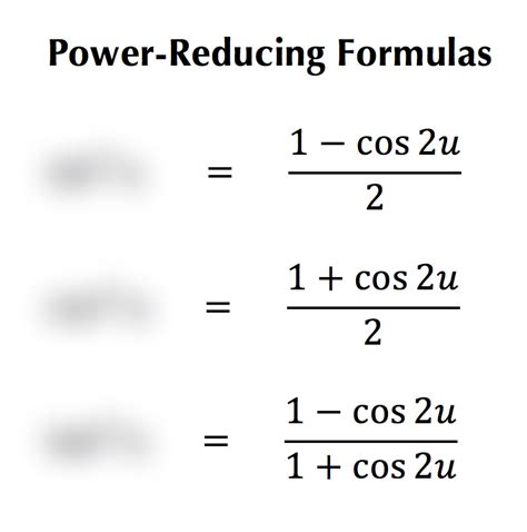 Trigonometry Power Reducing Formulas Diagram Quizlet