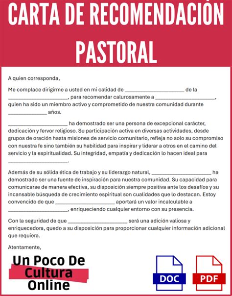 Carta De Recomendación Pastoral Ejemplos En Pdf Y Word