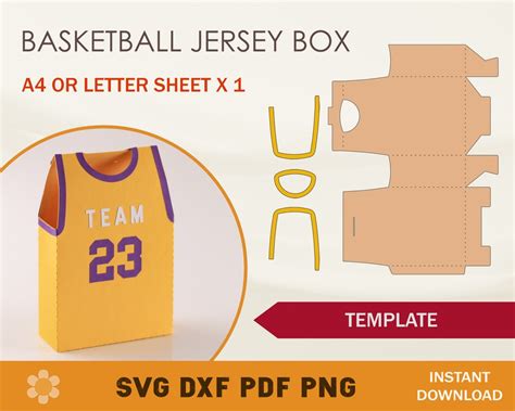 Basketball Jersey Box Template Basketball Jersey SVG Cricut - oggsync.com