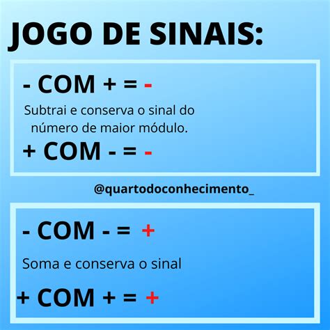 Jogo de sinais Matemática