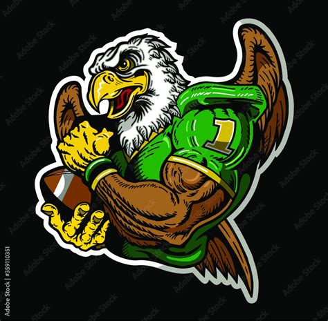 eagles football player mascot holding ball for school, college or ...