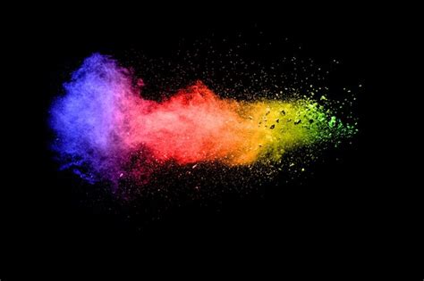 Premium Photo Multicolored Powder Explosion On Black Background