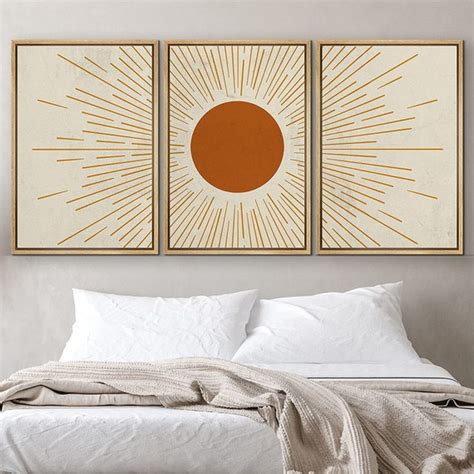 Signwin Piece Framed Canvas Wall Art Sun With Rays Prints Etsy