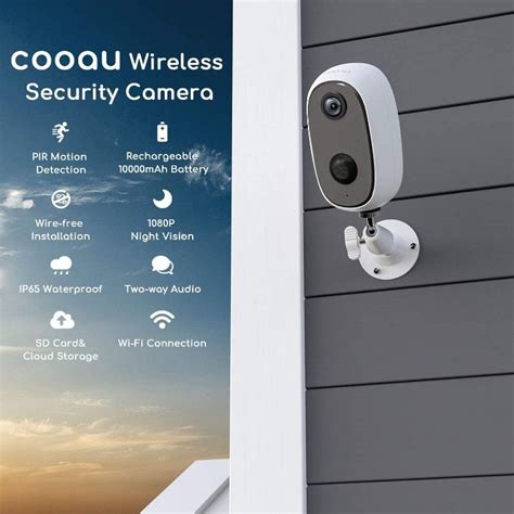 Cooau Wireless Security Camera Outdoor With Rechargeable 10000mah Battery 1080p Wi Fi Outdoor