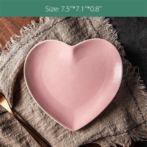 Heart Shaped Plate Ceramic White Gray 5 Colors 3 Sizes