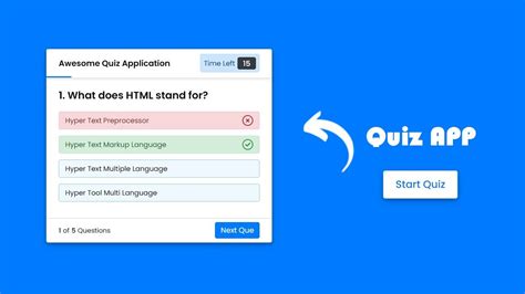 Create A Quiz App With Timer Using HTML CSS JavaScript By 43 OFF