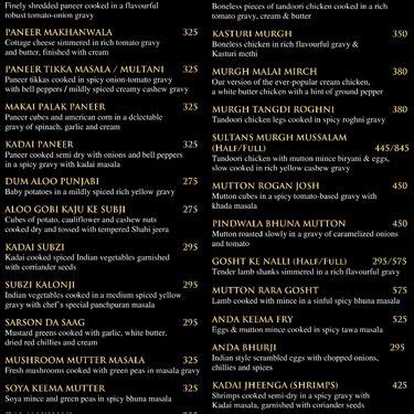 Menu Of Sultans Of Spice Blupetal Hotel Bengaluru