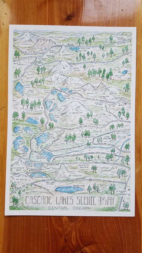 Cascade Lakes Scenic Byway Map Etsy