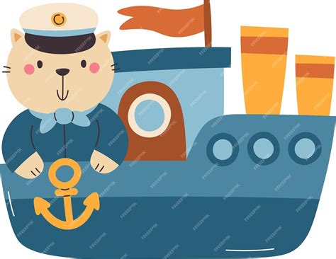 premium vector ship  cat captain