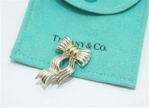 Tiffany And Co Silver And 14k Gold Wavy Ribbon Bow Brooch Vintage Ebay