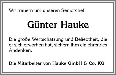 Traueranzeigen von Günter Hauke Augsburger Allgemeine Zeitung