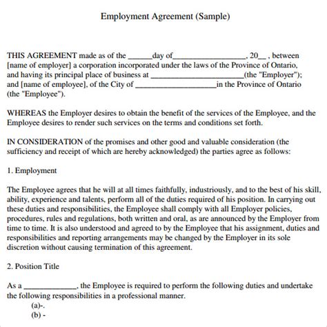 FREE 9 Sample Contractual Agreement Templates In PDF MS Word Excel