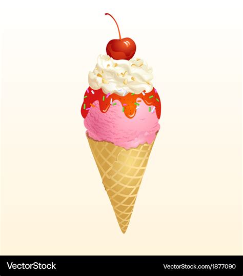 Ice cream cone strawberry Royalty Free Vector Image