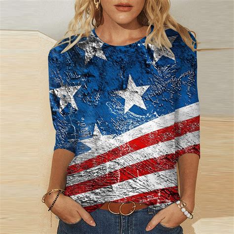 Chmora Patriotic T Shirts For Women American Flag Shirt Women Th Of