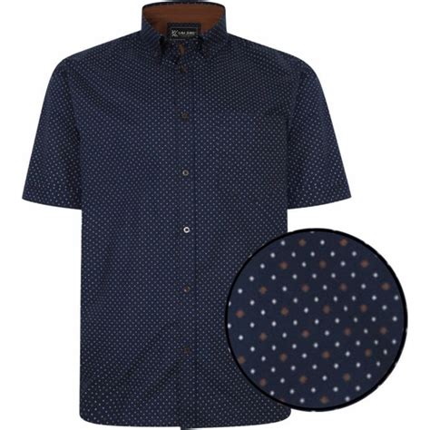 Kam Mens Big Size Dobby Print Short Sleeve Shirt Chest Pocket Button