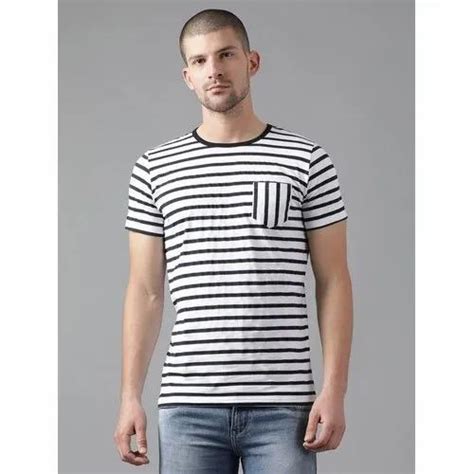 Hosiery Sinker Striped Men Half Sleeve T Shirt Size S Xxl At Rs 150