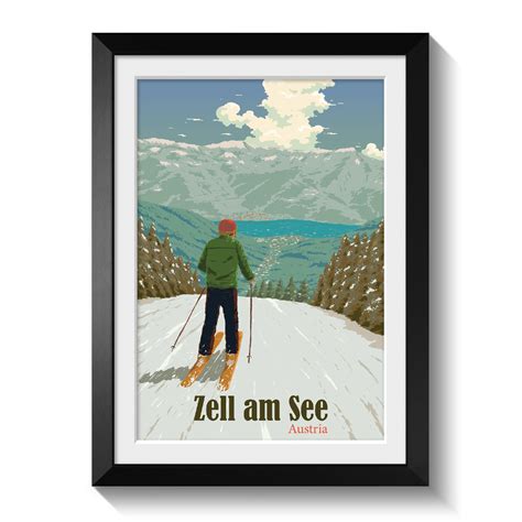 Zell am See Austria Ski Resort Travel Poster – Bucket List Prints