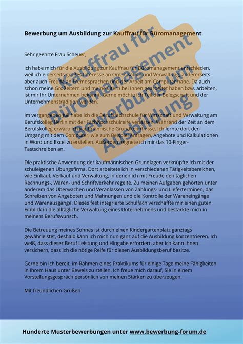 Kauffrau F R B Romanagement Bewerbung Muster