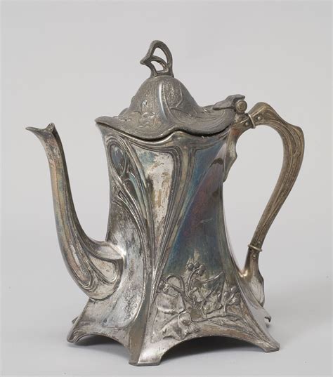 Art Nouveau Teapotunknown Master Metalworksilver Plated Tin Spain