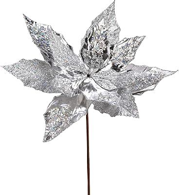 Amazon Vickerman 11 Green Velvet And Glitter Mesh Poinsettia