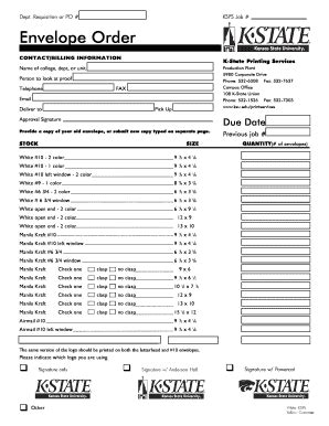 Fillable Online K State Envelope Order Form Pdf K State Fax Email