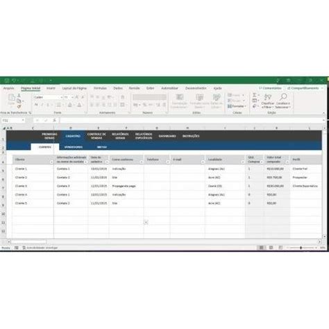 Planilha Crm Cadastro De Clientes Em Excel