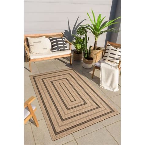 Tapis Int Rieur Ext Rieur Effet Jute Naturel Motif Rectangulaire