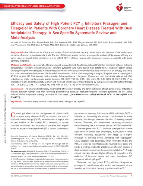 Pdf Efficacy And Safety Of High Potent P2y 12 Inhibitors Prasugrel