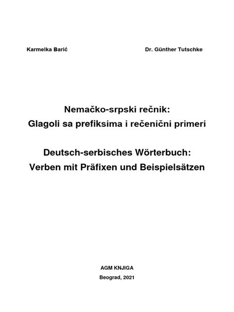 Nemacko Srpski Recnik Glagoli Sa Prefiksima Pdf