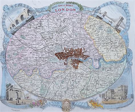 Antique Map Of London By Thomas Moule And William Schmollinger Circa 1837