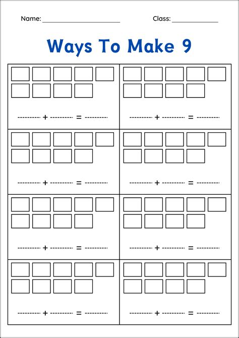 Ways To Make 8 And 9 Kindergarten Math Worksheets Making 8 And 9