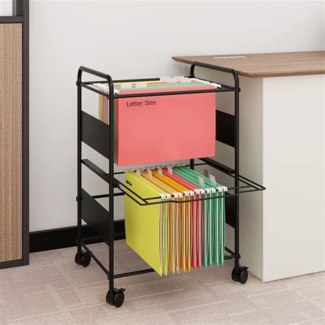 Amazon PUNCIA 2 Tiers Metal Rolling File Carts With Wheels