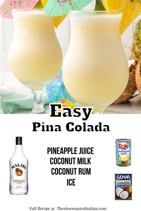 Easy Pina Colada Recipe Pina Colada Recipe Easy Pina Colada Recipe Drinks Alcohol Recipes